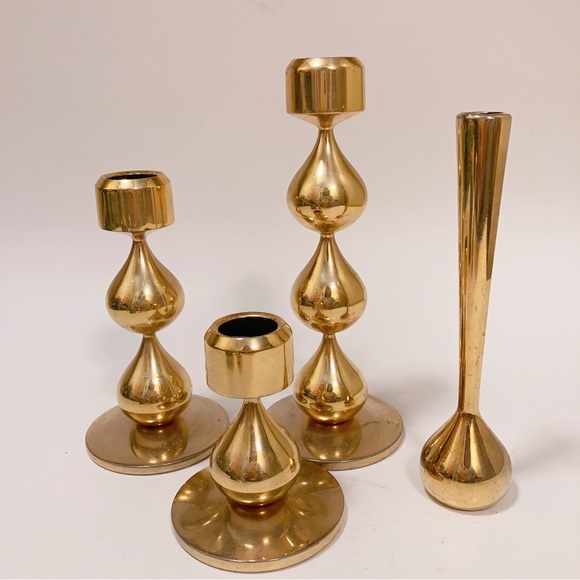 Danish Modern 24-Carat Gold Plated Candlesticks by Hugo Asmussen 1960s Set of 4 - Picture 2 of 12
